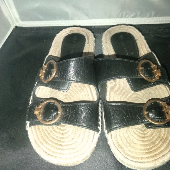 Tory Burch Shelby 2 ban espadrille slide sandals size 7 - Picture 2 of 11
